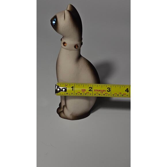 Vintage Siamese Cat |Rhinestone Eyes and Collar | Mid-Century - Picture 11 of 11